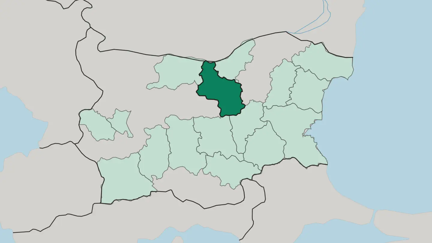 Map of Oblast Veliko Tarnovo in Bulgaria