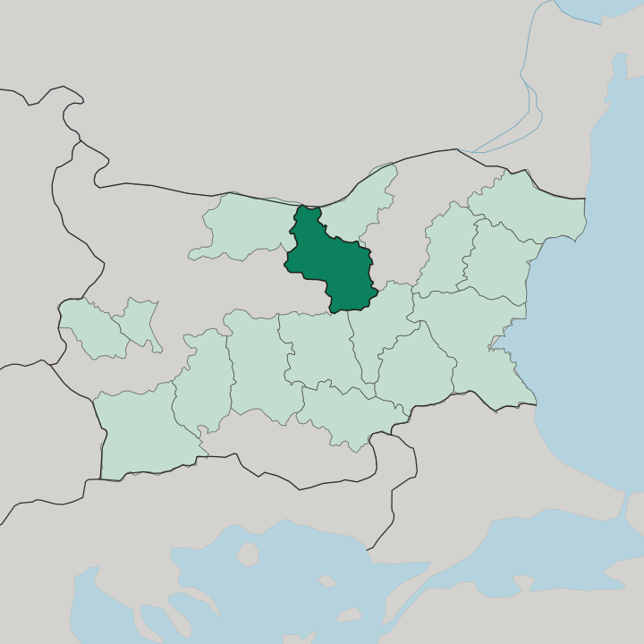 Map showing Oblast Veliko Tarnovo — In Bulgaria