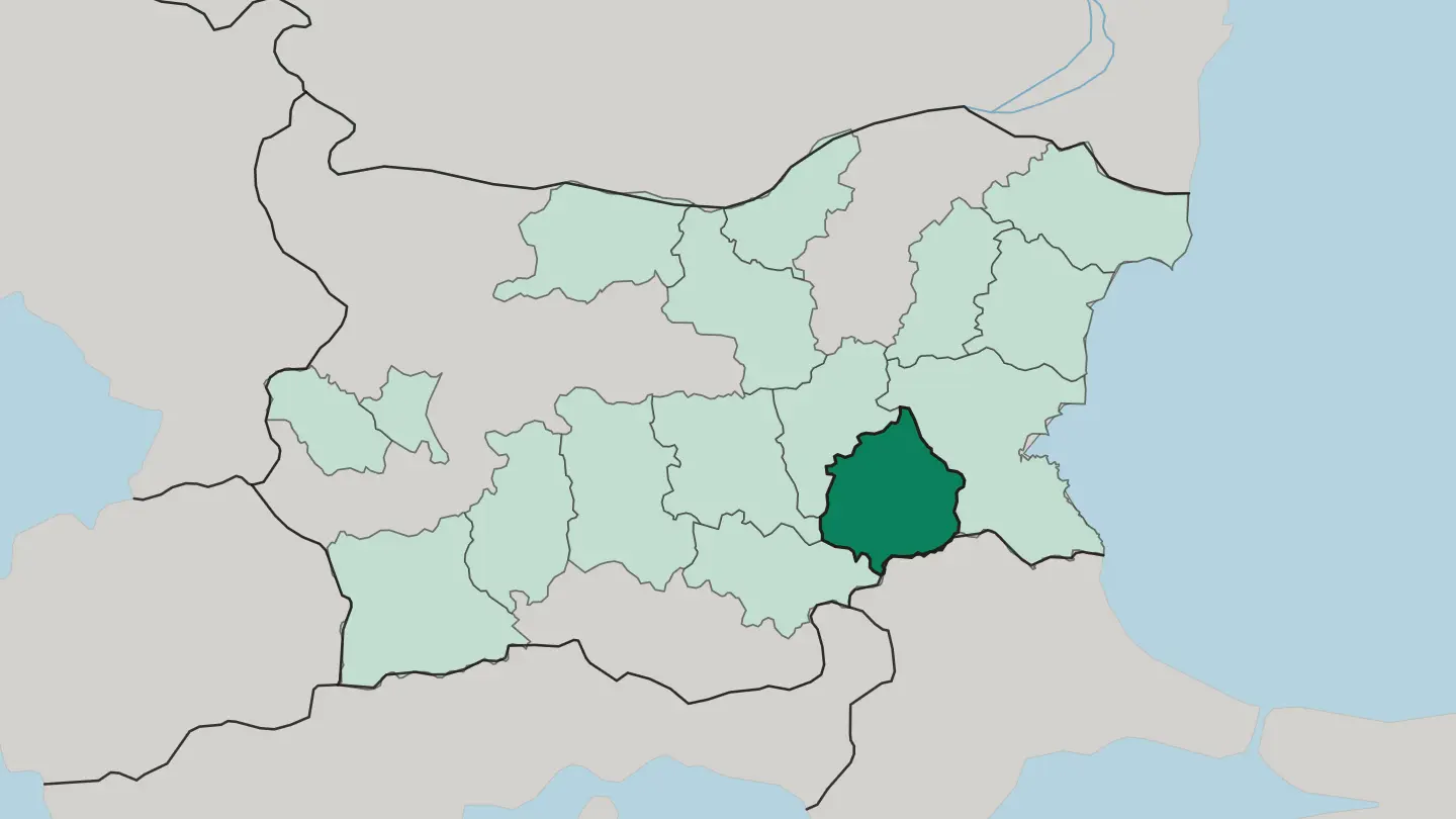 Map of Oblast Yambol in Bulgaria