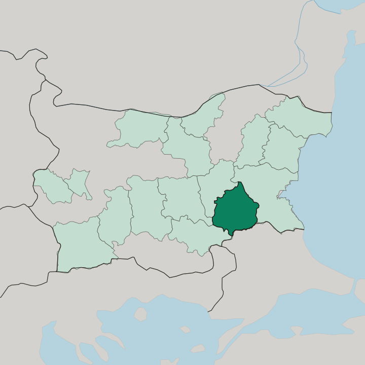Map showing Oblast Yambol — In Bulgaria