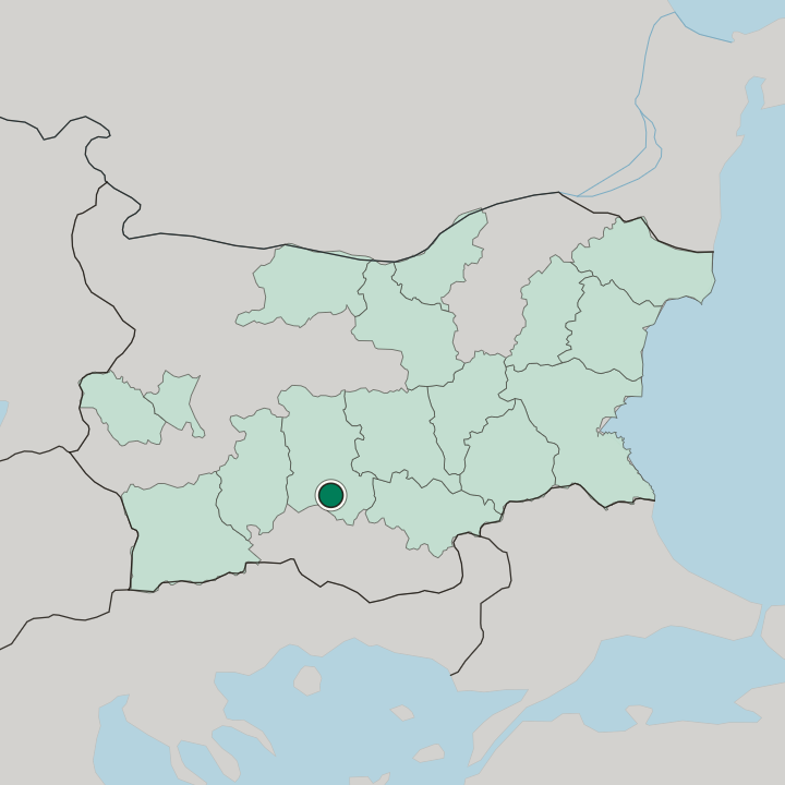 Map showing Asenovgrad — In Bulgaria