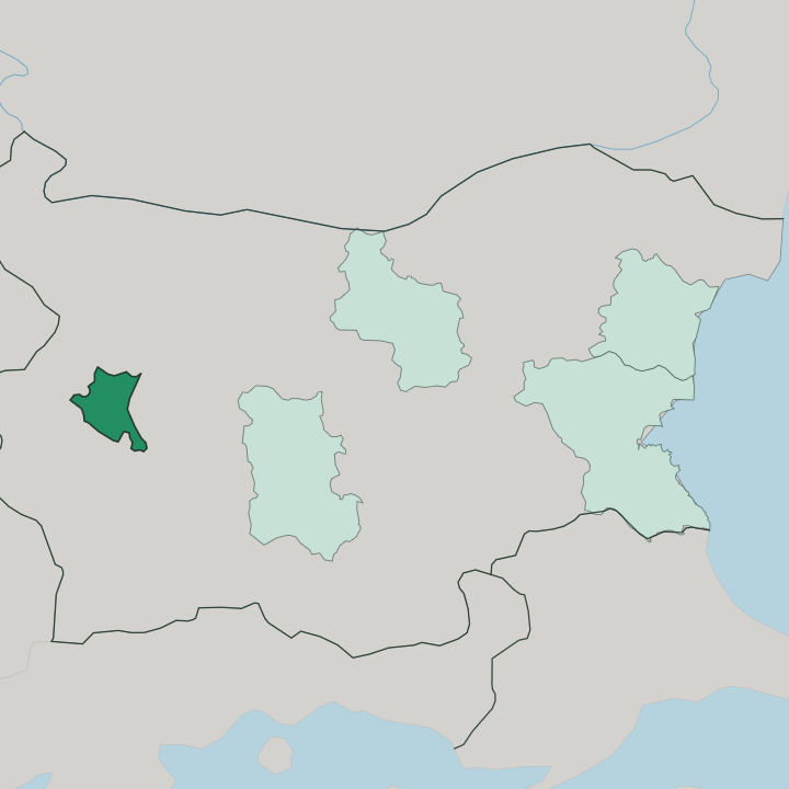 Map showing Sofia-Grad — In Bulgaria