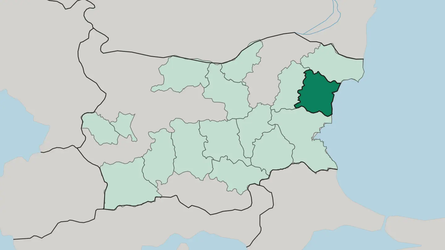 Map of Varna in Bulgaria
