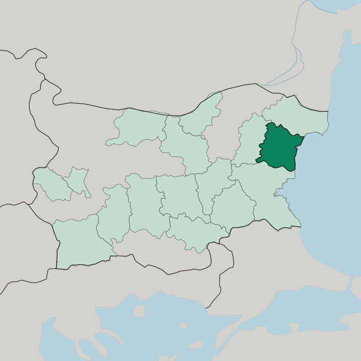 Map showing Varna — In Bulgaria