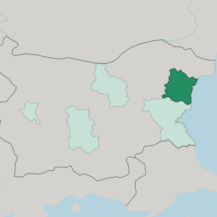 Map showing Varna — In Bulgaria