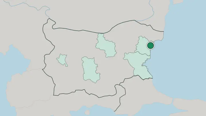 Map of Varna in Bulgaria