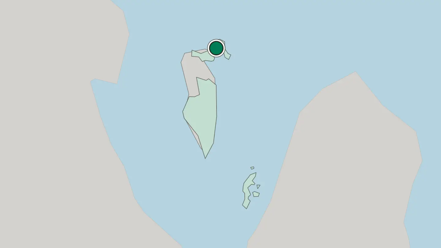 Map of Al Muharraq in Bahrain