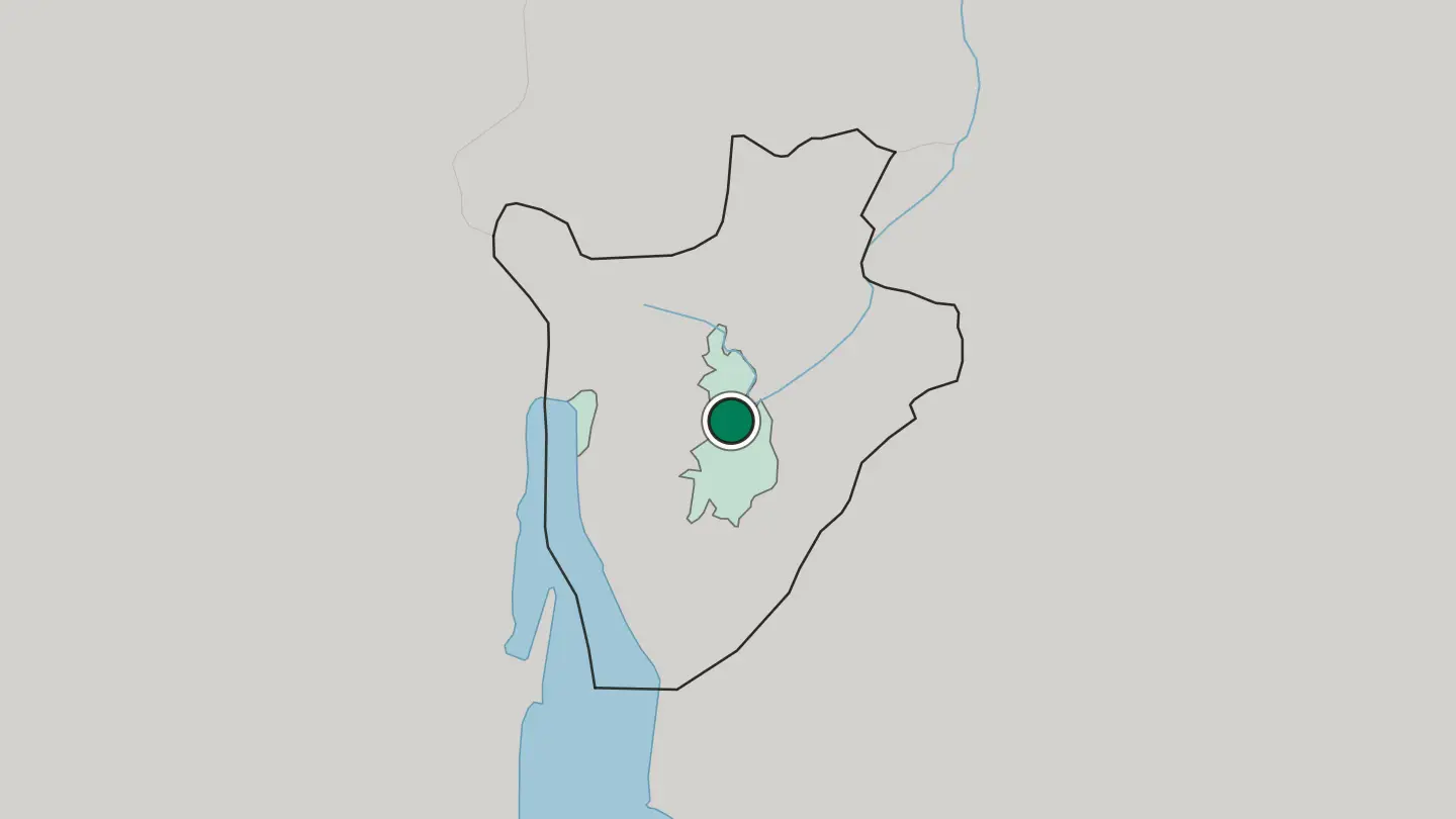 Map of Gitega in Burundi