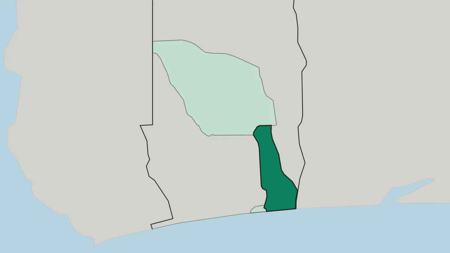 Map of Département de l’Ouémé in Benin