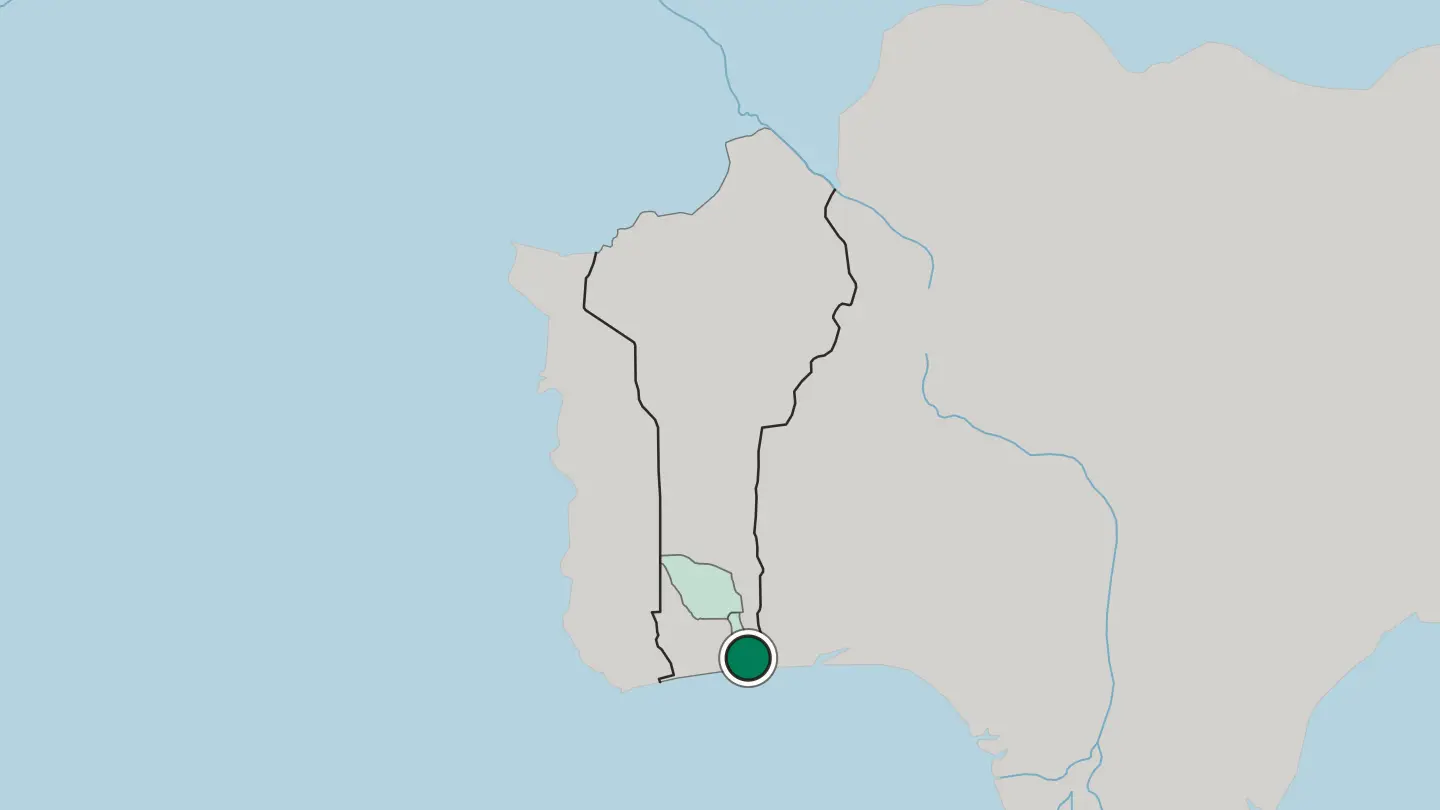 Map of Porto-Novo in Benin