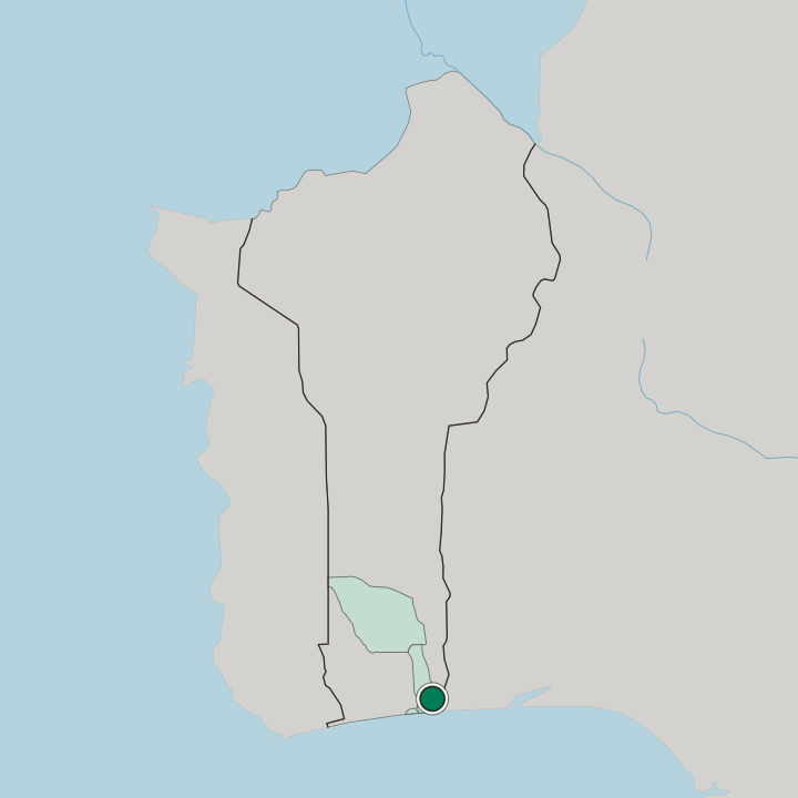 Map showing Porto-Novo — In Benin