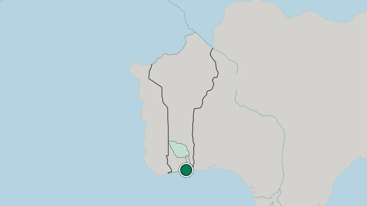Map of Cotonou in Benin