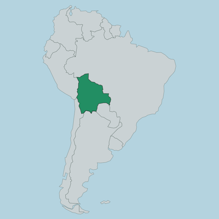 Map showing Bolivia — In South America