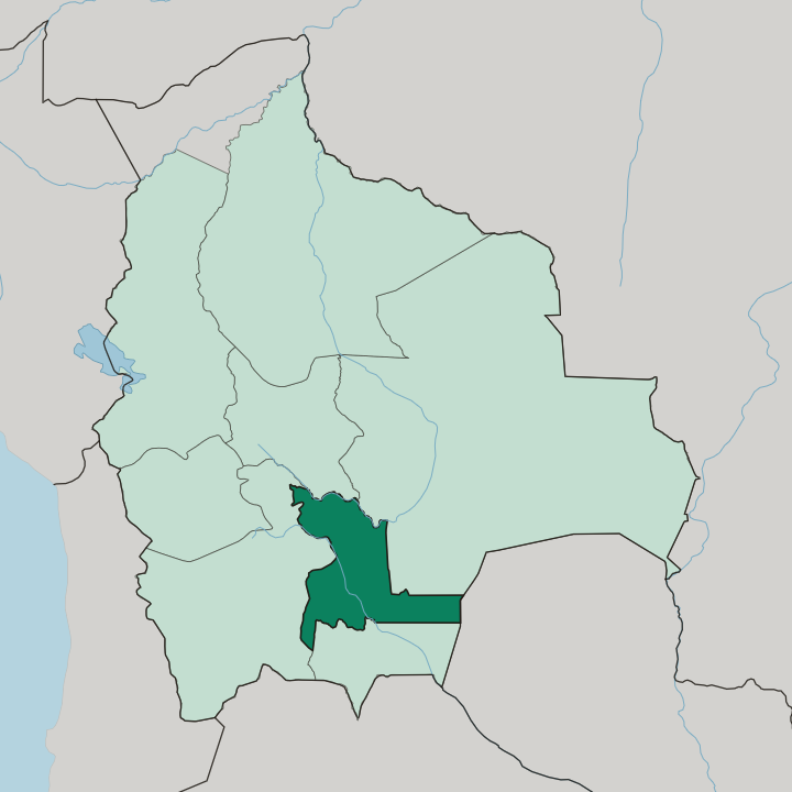 Map showing Departamento de Chuquisaca — In Bolivia