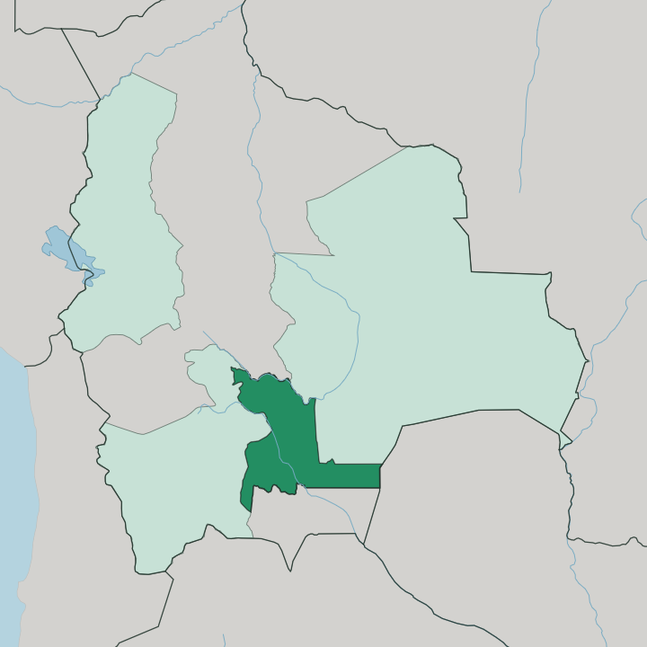 Map showing Departamento de Chuquisaca — In Bolivia