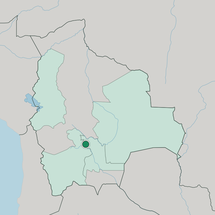 Map showing Sucre — In Bolivia