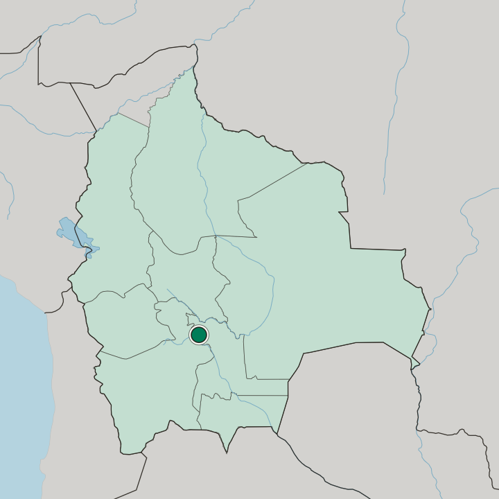 Map showing Sucre — In Bolivia