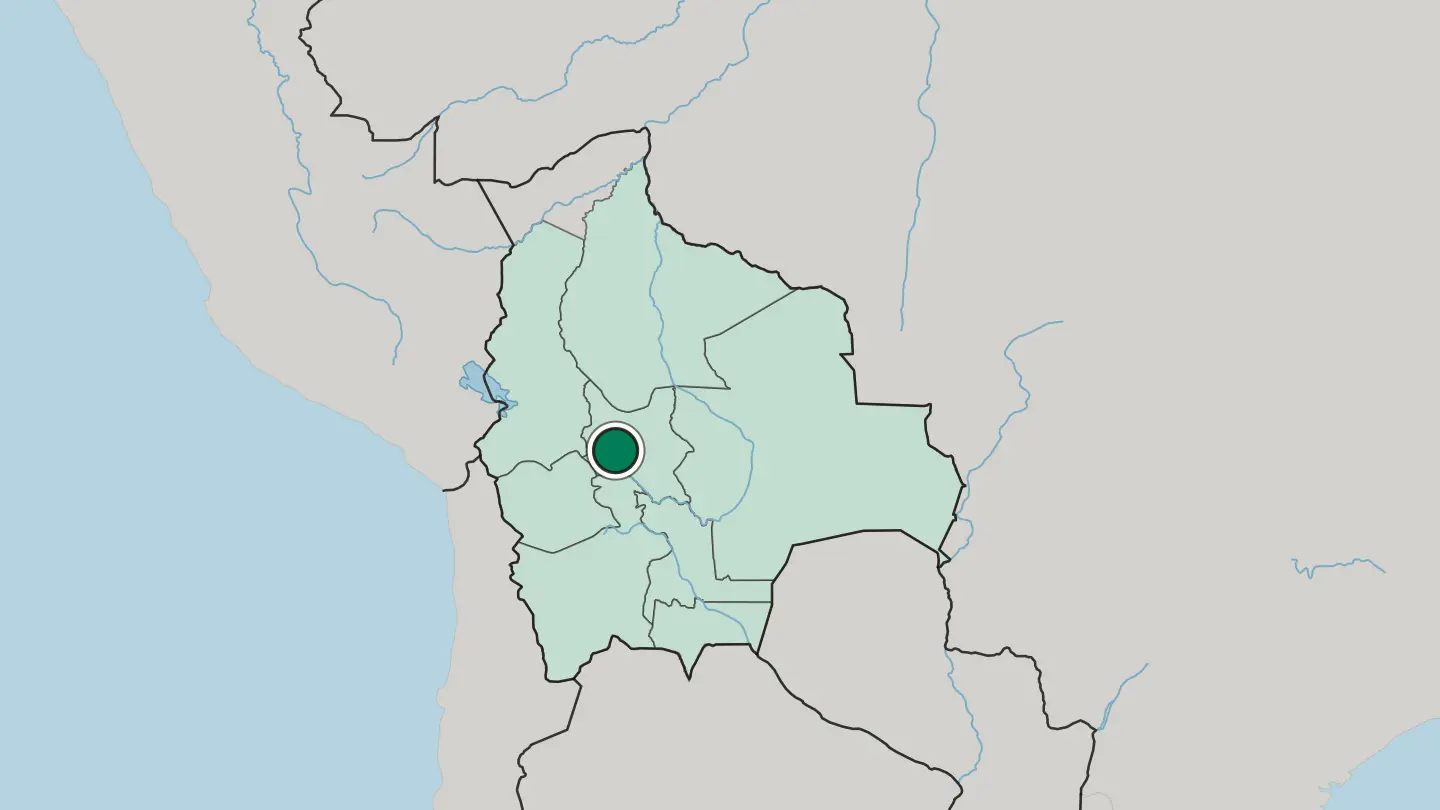Map of Cochabamba in Bolivia