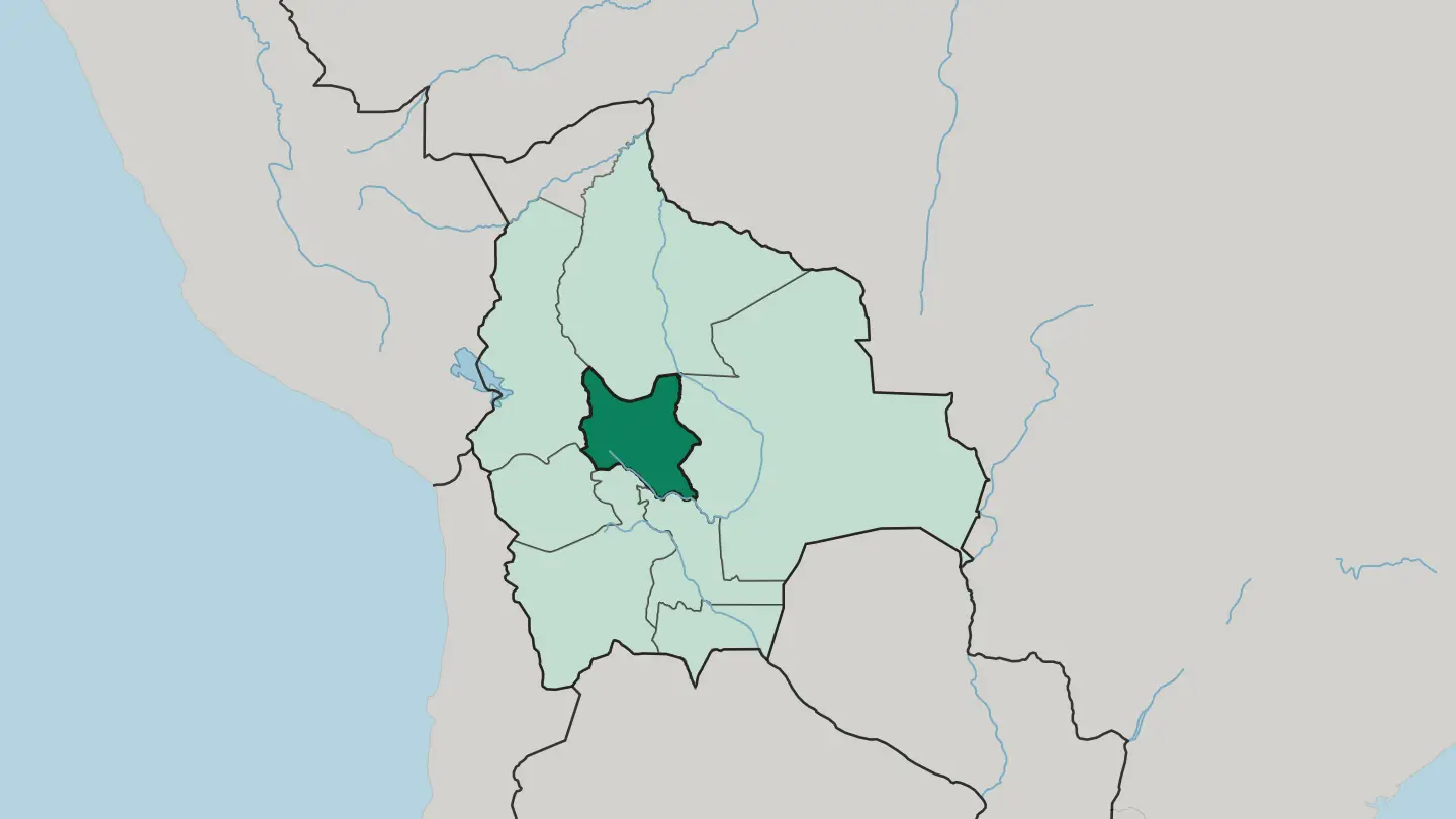 Map of Departamento de Cochabamba in Bolivia