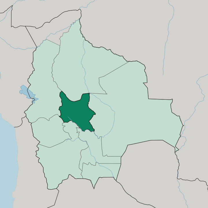 Map showing Departamento de Cochabamba — In Bolivia