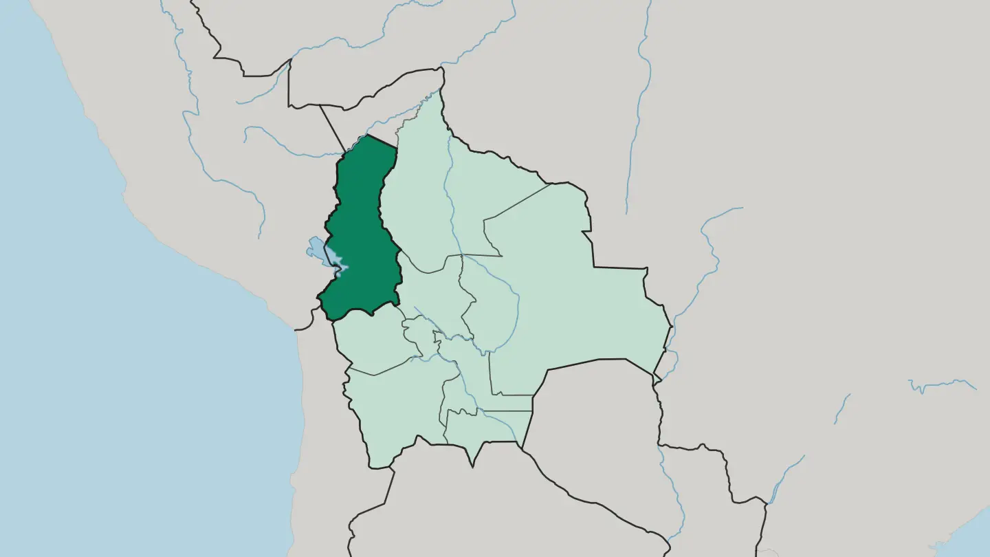 Map of Departamento de La Paz in Bolivia