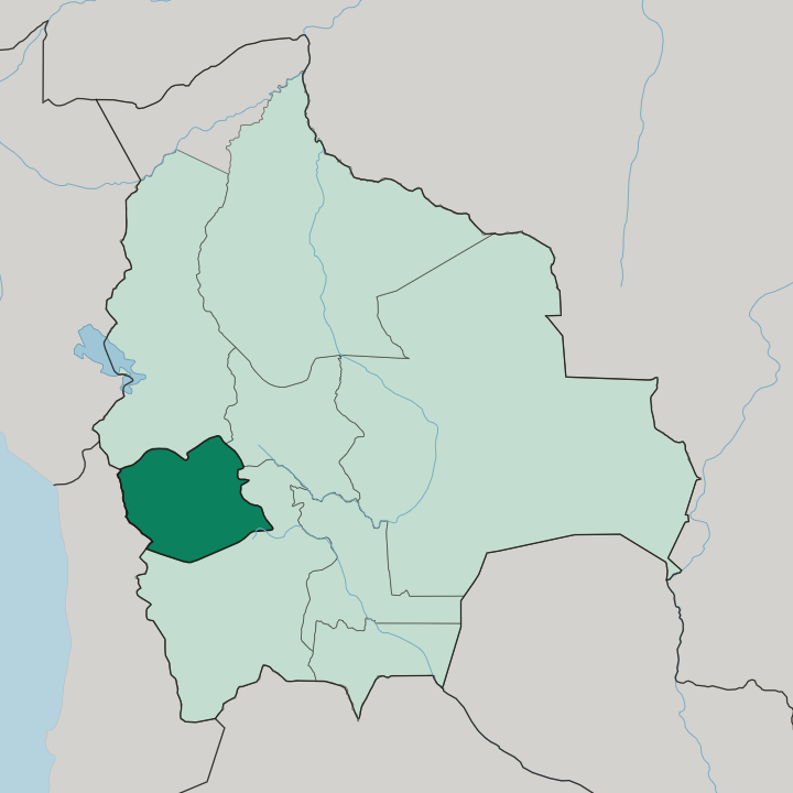 Map showing Departamento de Oruro — In Bolivia