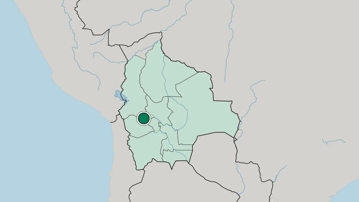 Map of Oruro in Bolivia