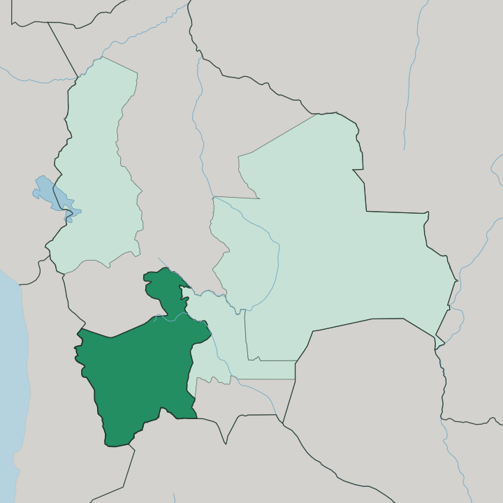 Map showing Departamento de Potosí — In Bolivia