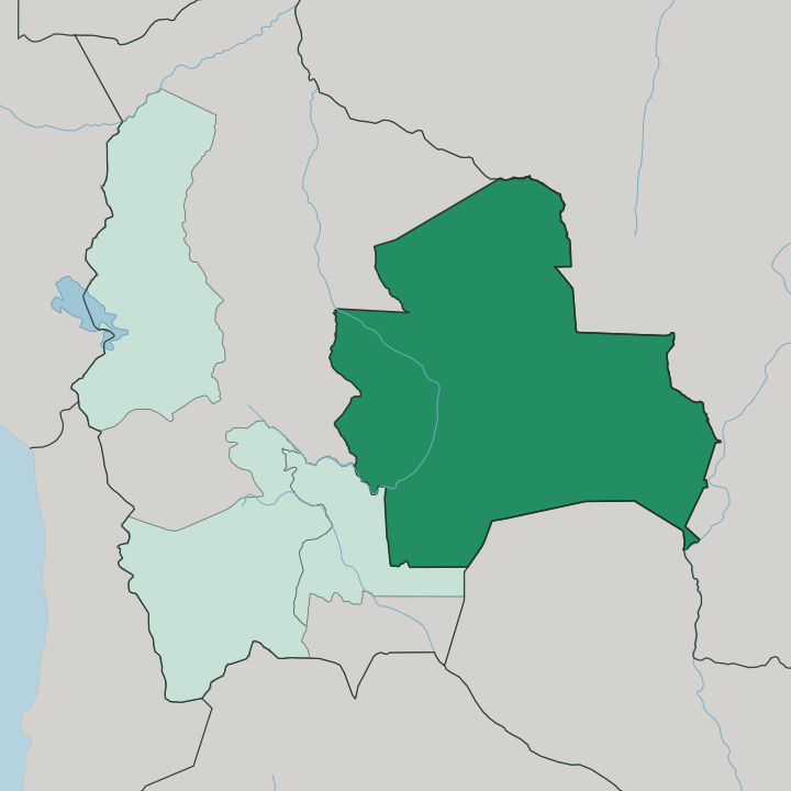 Map showing Departamento de Santa Cruz — In Bolivia