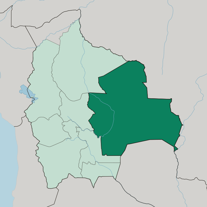Map showing Departamento de Santa Cruz — In Bolivia