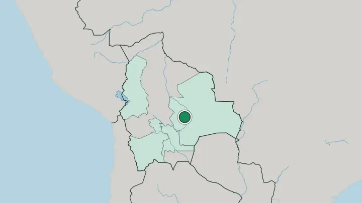 Map of Santa Cruz de la Sierra in Bolivia