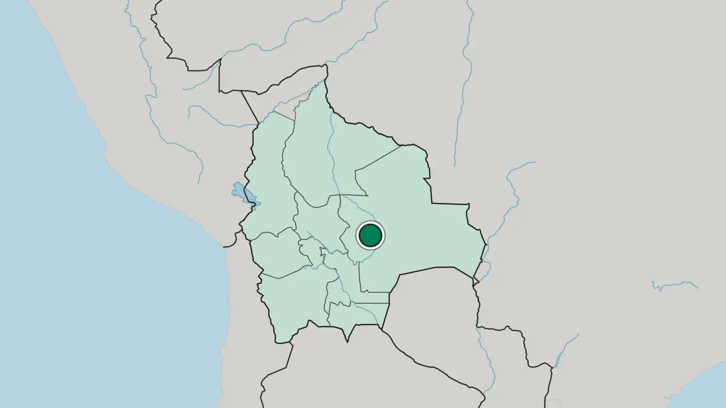 Map of Santa Cruz de la Sierra in Bolivia