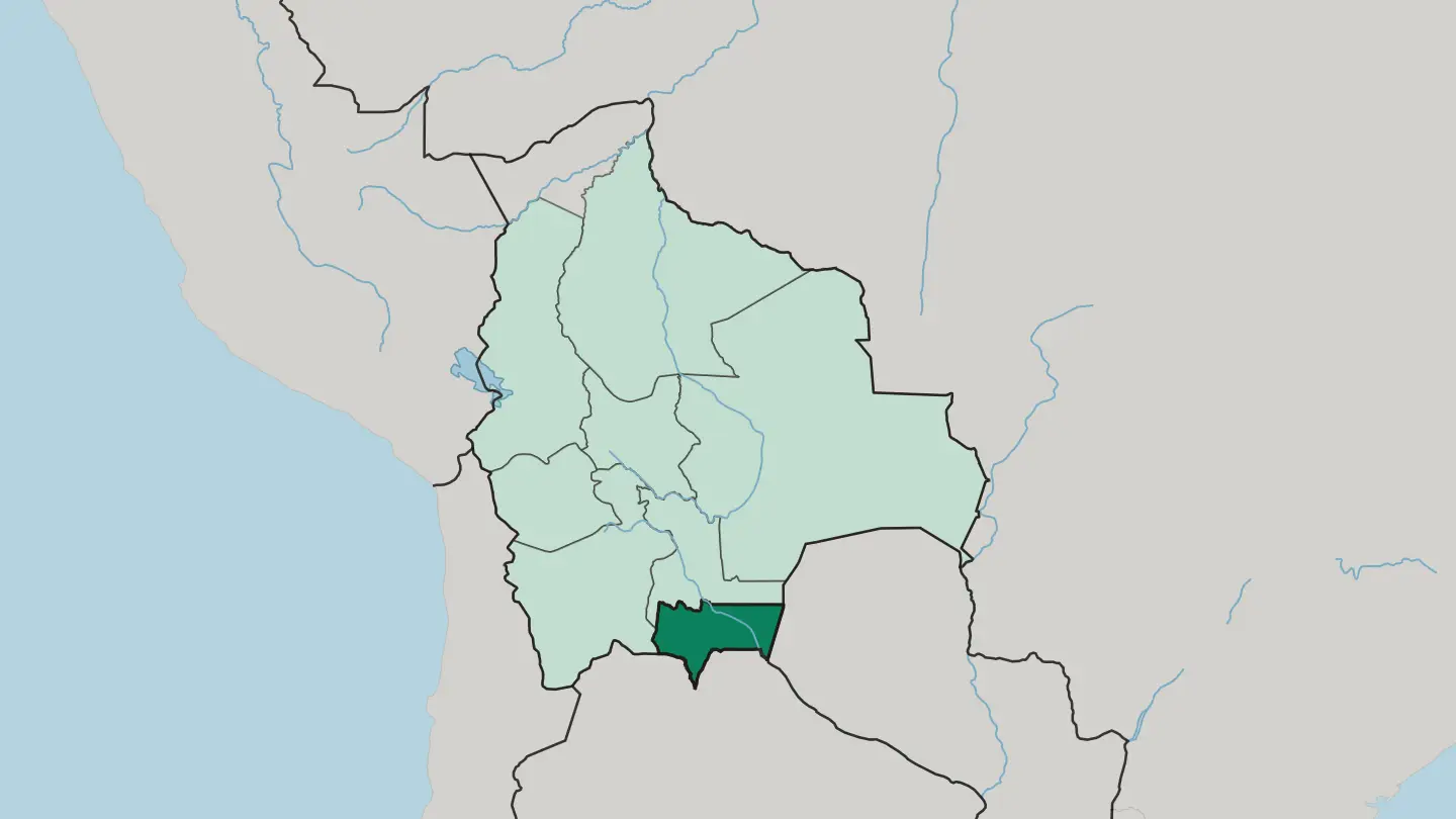 Map of Departamento de Tarija in Bolivia