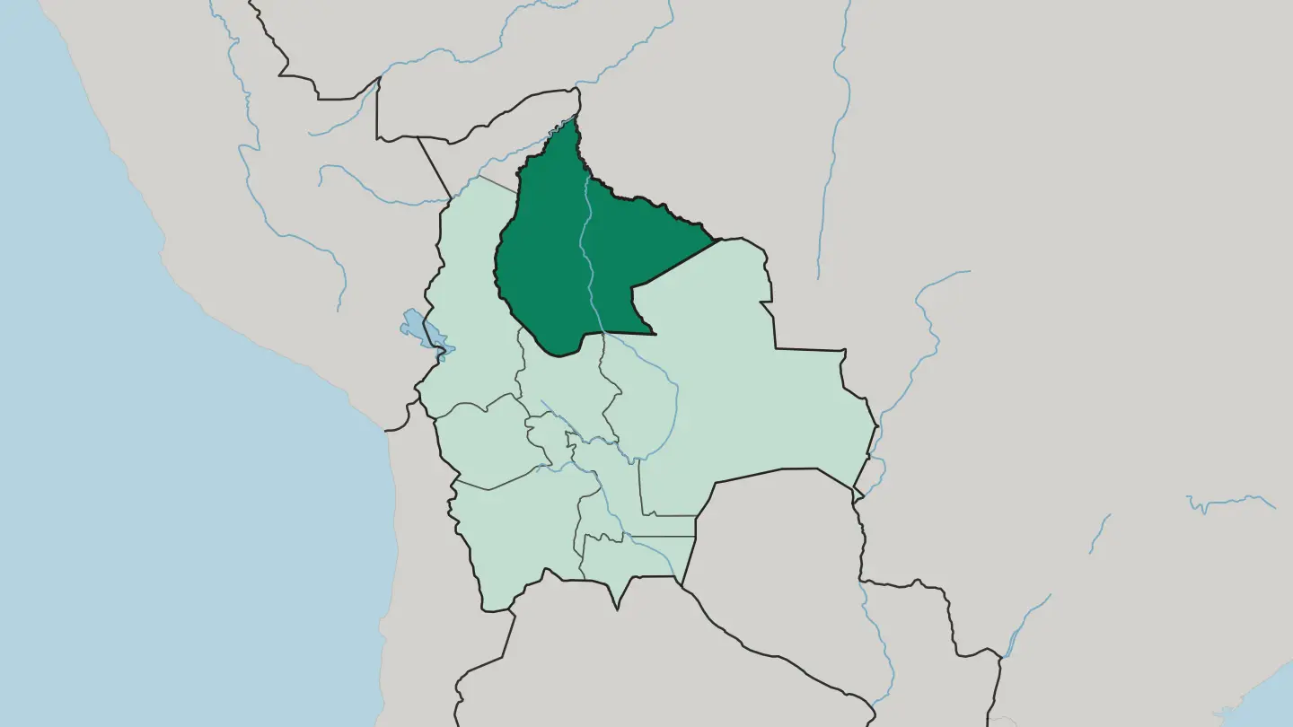 Map of El Beni in Bolivia