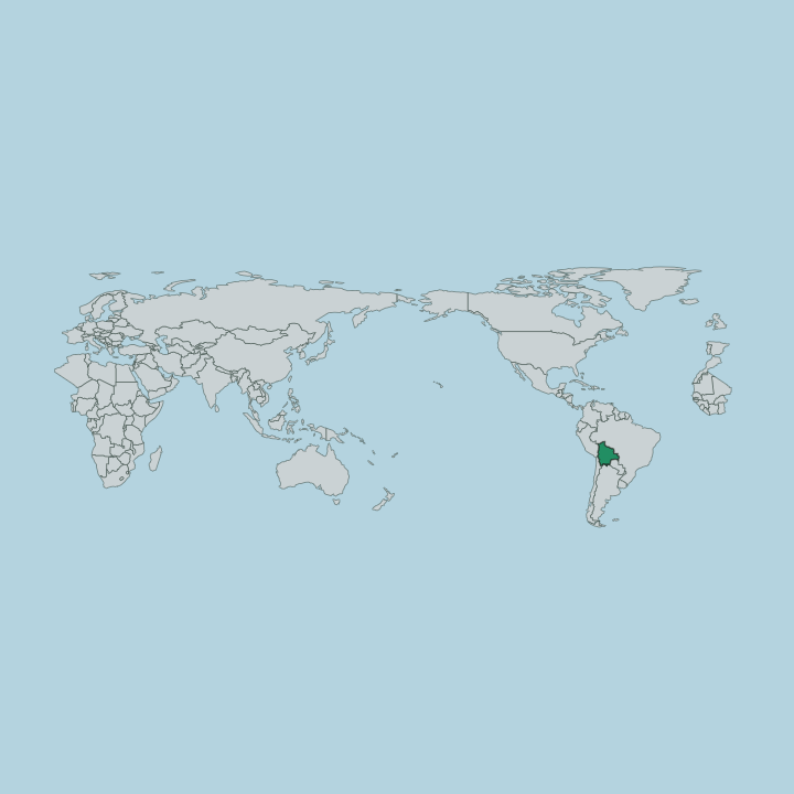 Map showing Bolivia — Worldwide