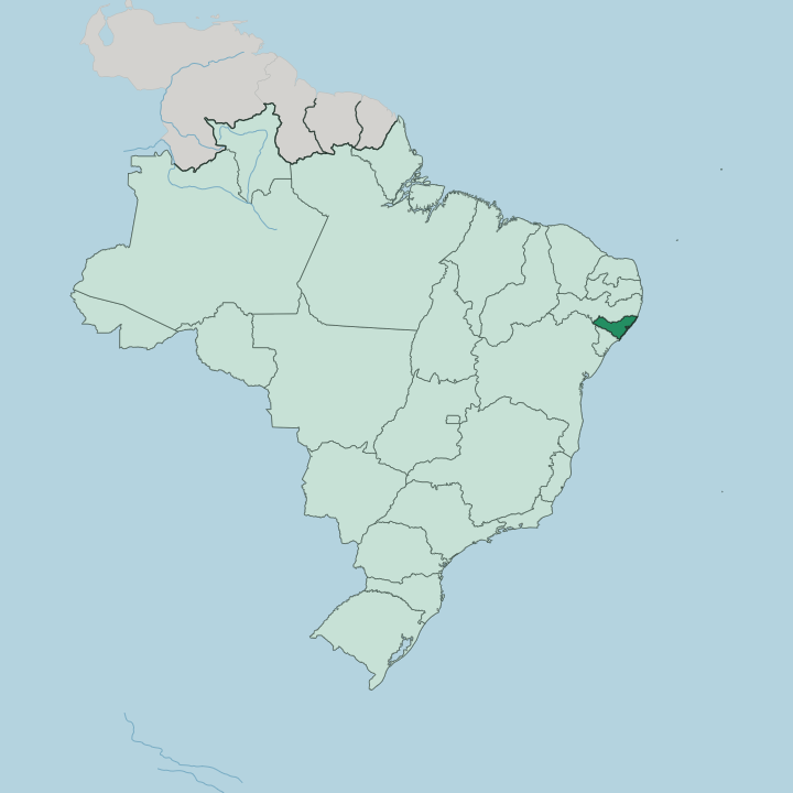 Map showing Alagoas — In Brazil