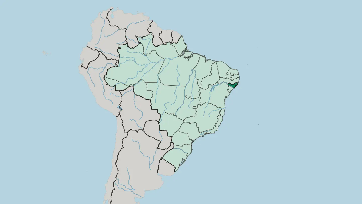 Map of Alagoas in Brazil