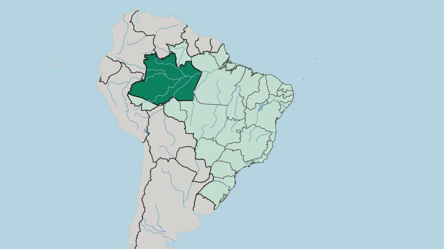 Map of Amazonas in Brazil