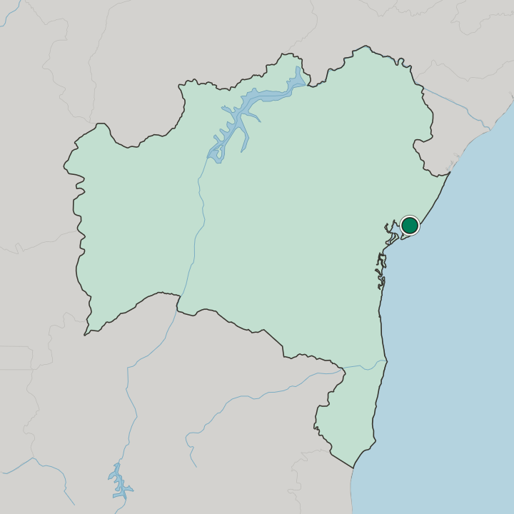 Map showing Camaçari — In Bahia