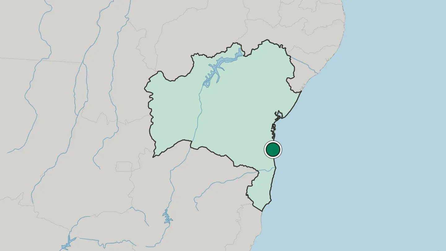 Map of Ilhéus in Brazil
