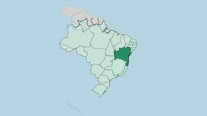 Map of Bahia in Brazil