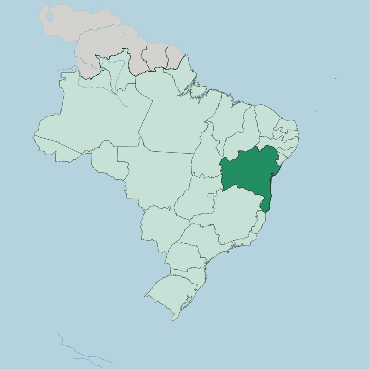 Map showing Bahia — In Brazil