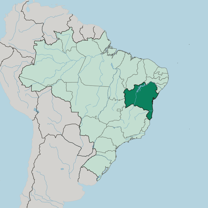 Map showing Bahia — In Brazil