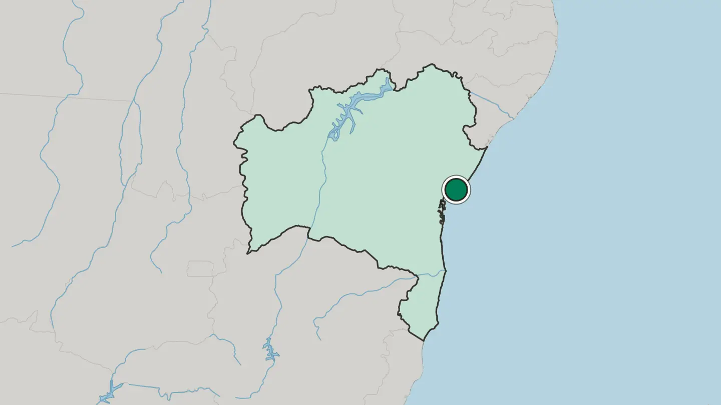 Map of Salvador in Brazil