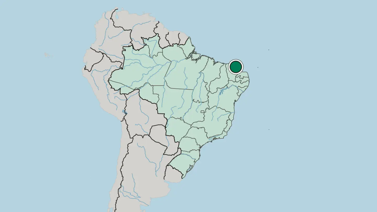 Map of Fortaleza in Brazil