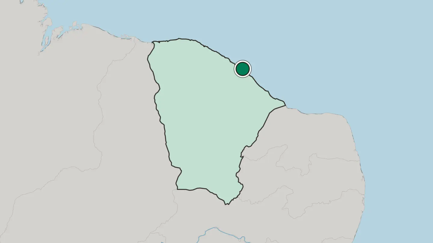 Map of Fortaleza in Brazil
