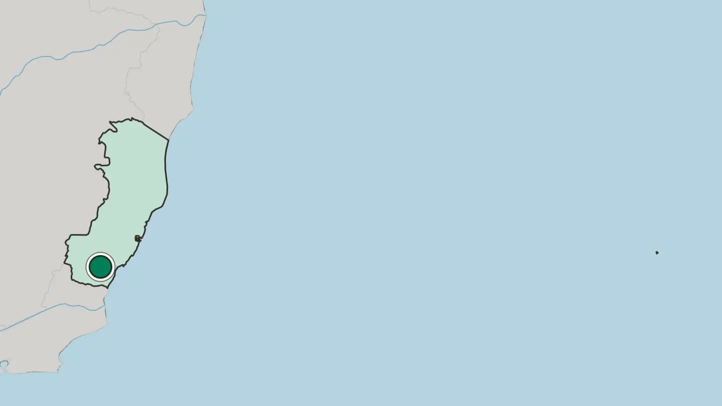 Map of Cachoeiro de Itapemirim in Brazil