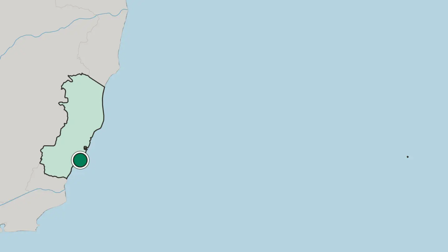 Map of Guarapari in Brazil