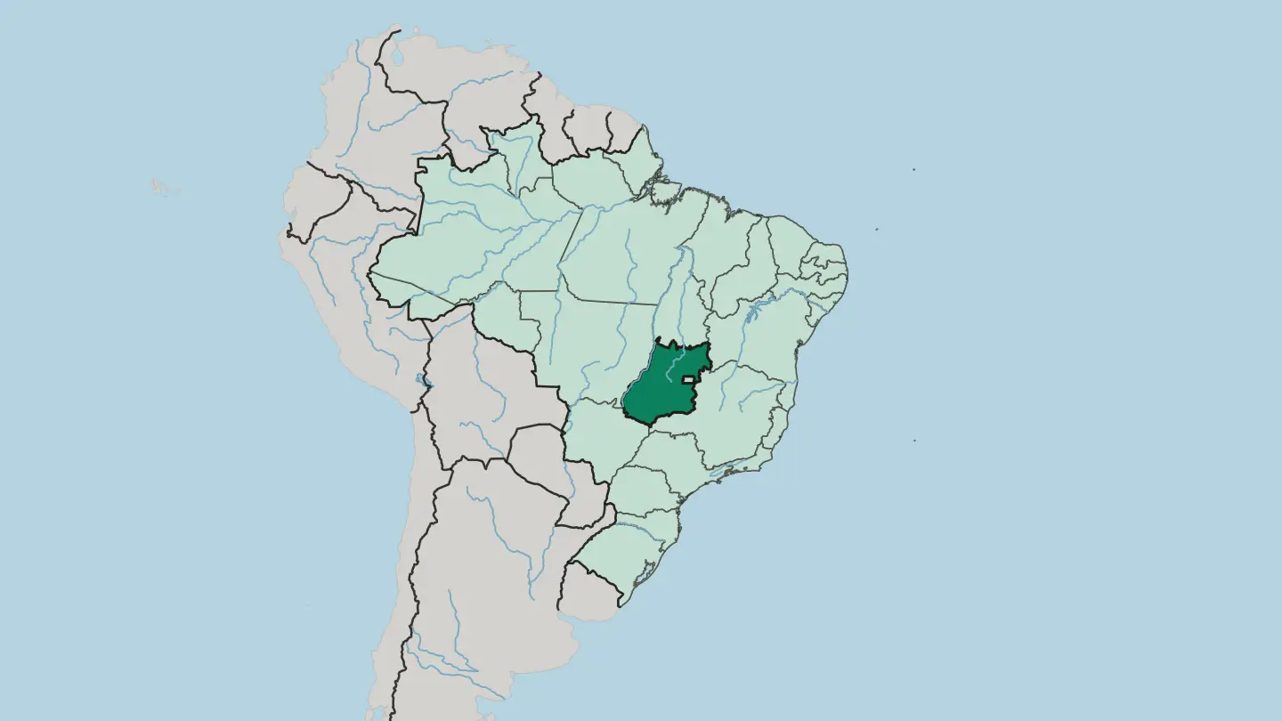 Map of Goiás in Brazil