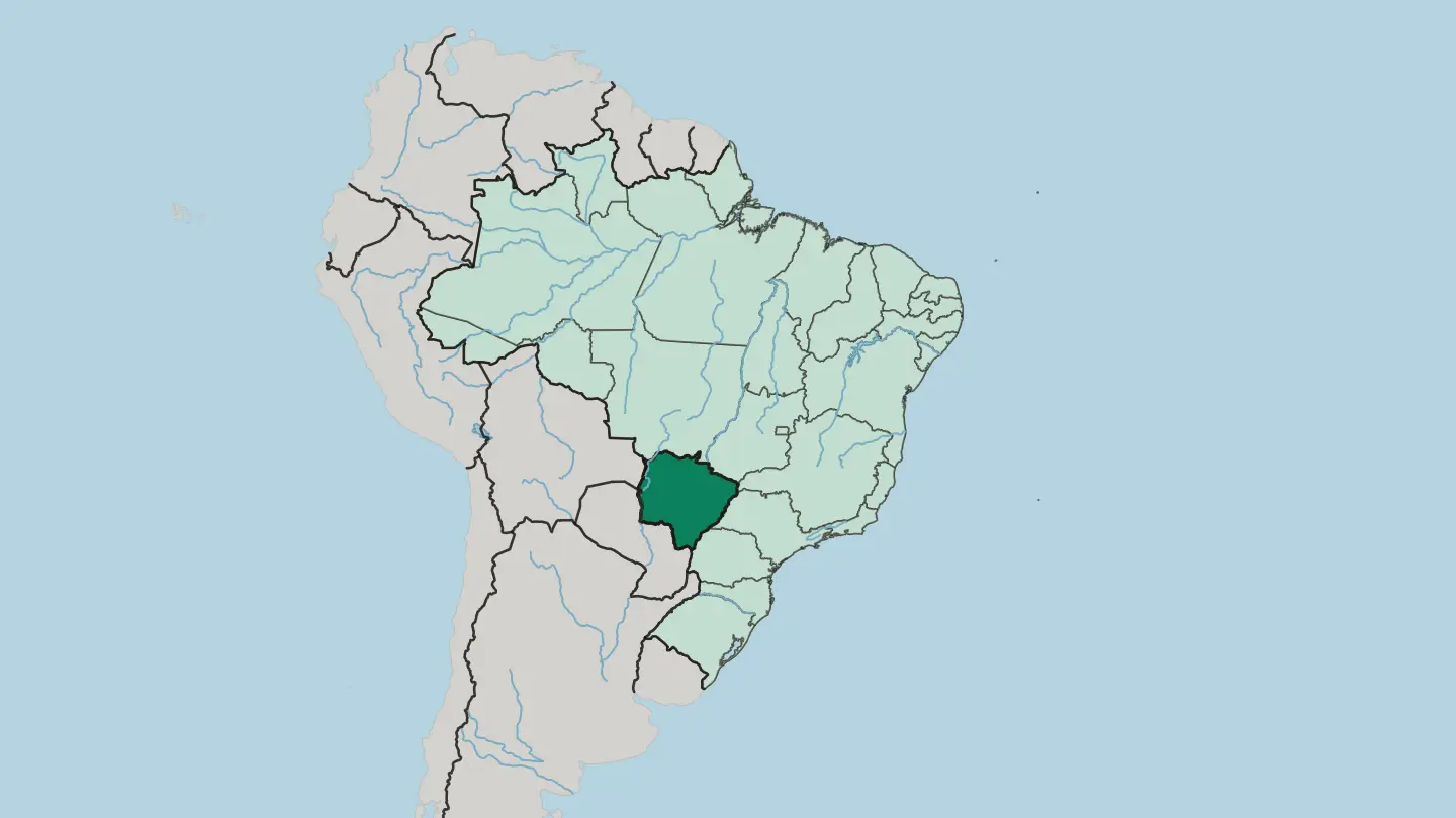 Map of Mato Grosso do Sul in Brazil